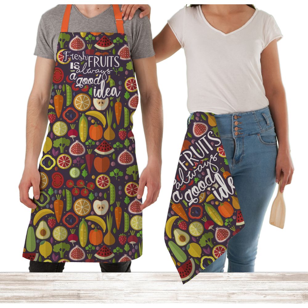 Juego Delantal y Paños Cocina Fruits