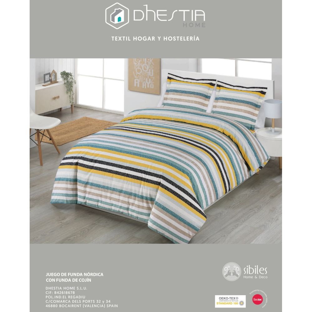 Funda Nórdica a Rayas con Cojines...