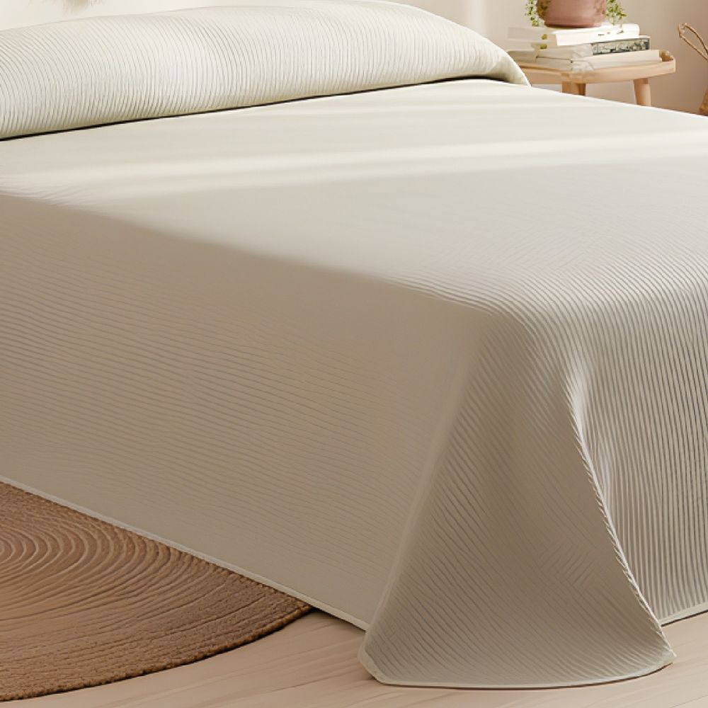 Colcha Piqué Hotel de Rayas Beige en...