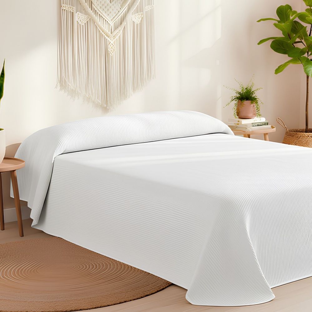 Colcha Piqué Hotel de Rayas Blanca en...