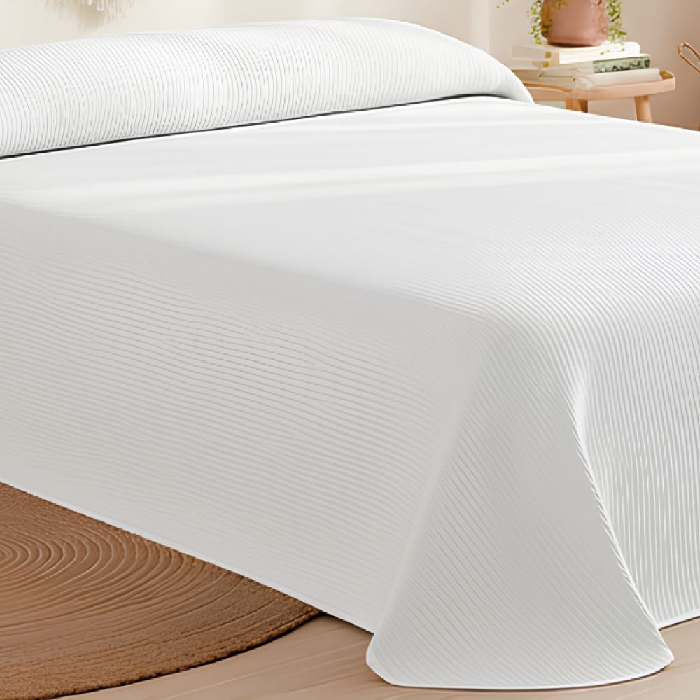 Colcha Piqué Hotel de Rayas Blanca en...